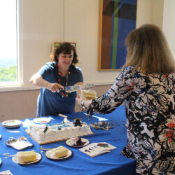 Friends of Matheny Volunteers hand out cake